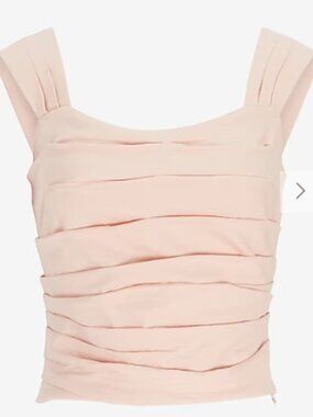 NWT Express Linen-Blend Ruched Sleeveless Tank in Tan/ Oatmeal